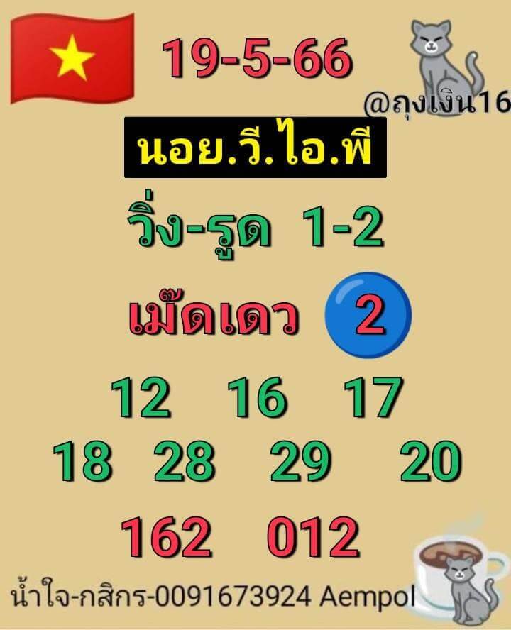 หวยฮานอย 19/5/66 ชุดที่ 3