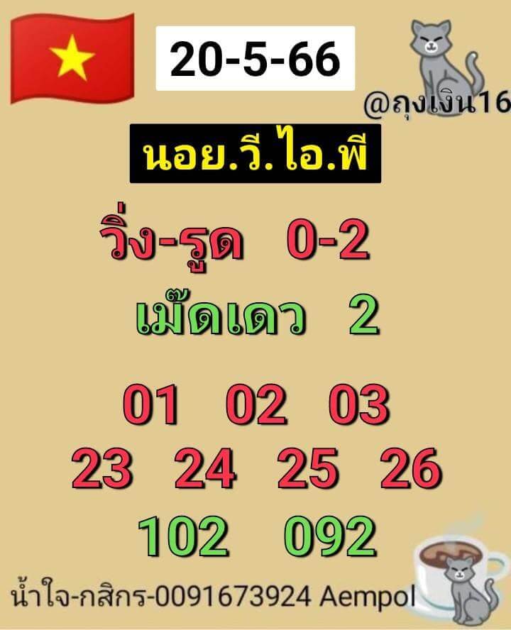 หวยฮานอย 20/5/66 ชุดที่ 7