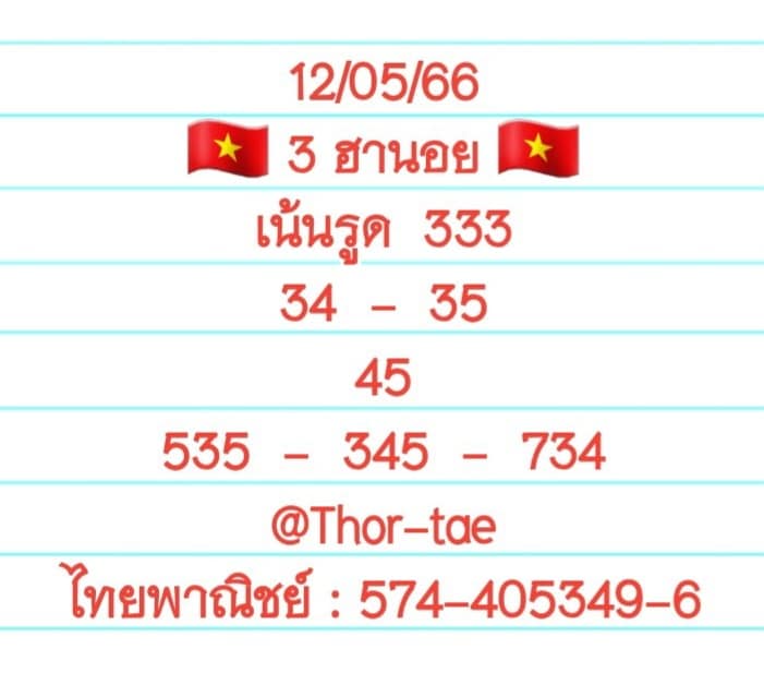 หวยฮานอย 12/5/66 ชุดที่ 7