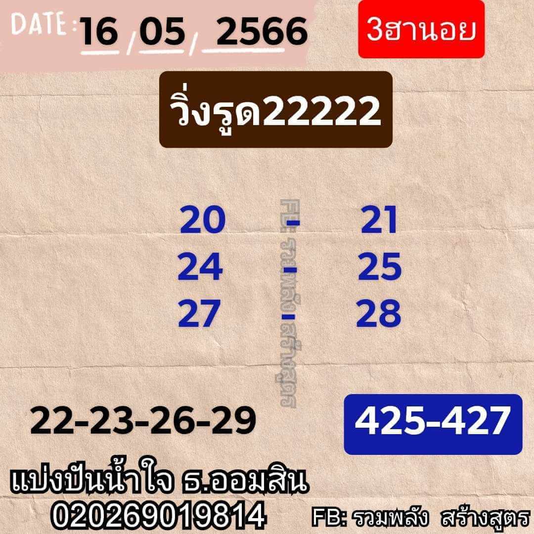 หวยฮานอย 16/5/66 ชุดที่ 9