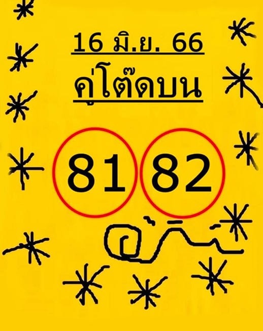 หวยคู่โต๊ดบน 16/6/66