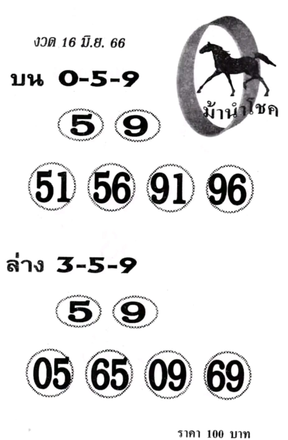 หวยม้านำโชค 16/6/66