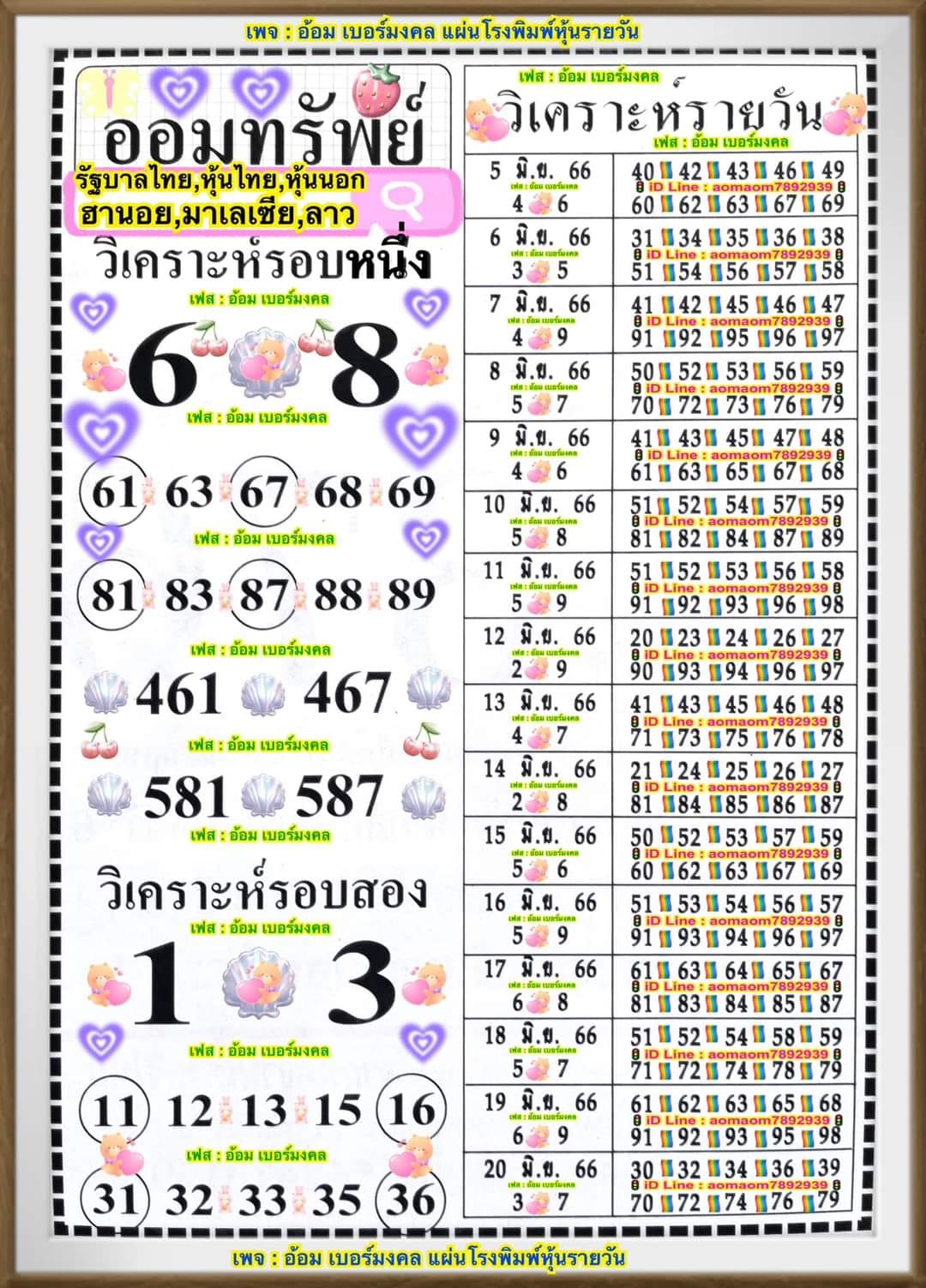 หวยฮานอย 6/6/66 ชุดที่ 11