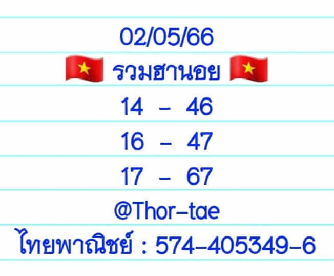 หวยฮานอย 2/6/66 ชุดที่ 5