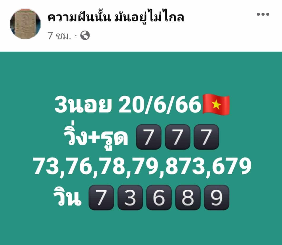 หวยฮานอย 20/6/66 ชุดที่ 6