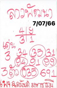 หวยลาว 7/7/66 ชุดที่ 8