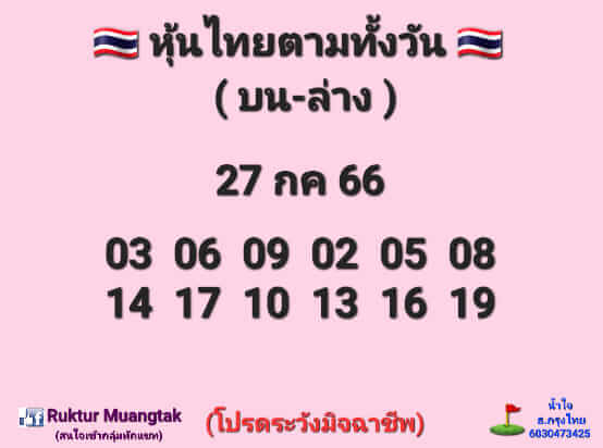 หวยหุ้น 27/7/66 ชุดที่ 3