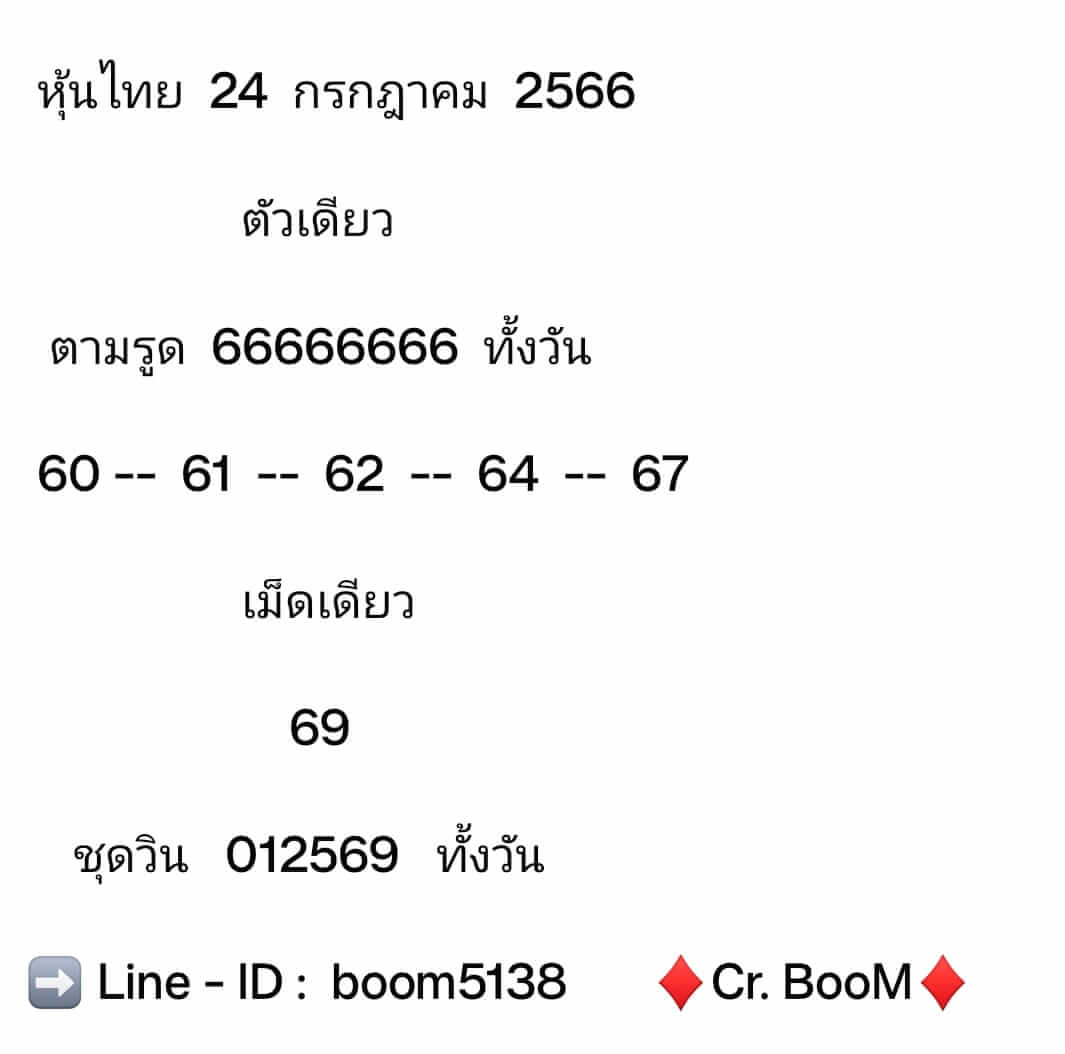 หวยหุ้น 24/7/66 ชุดที่ 9