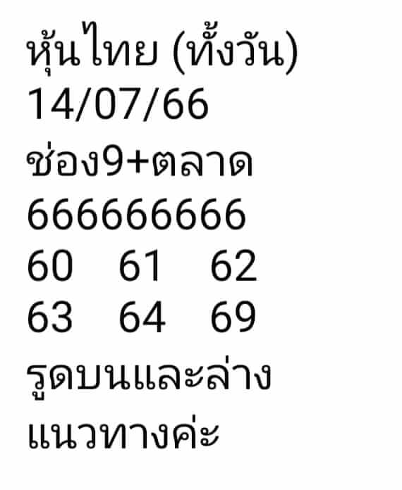 หวยหุ้น 14/7/66 ชุดที่ 9