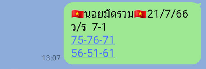 หวยฮานอย 21/7/66 ชุดที่ 7