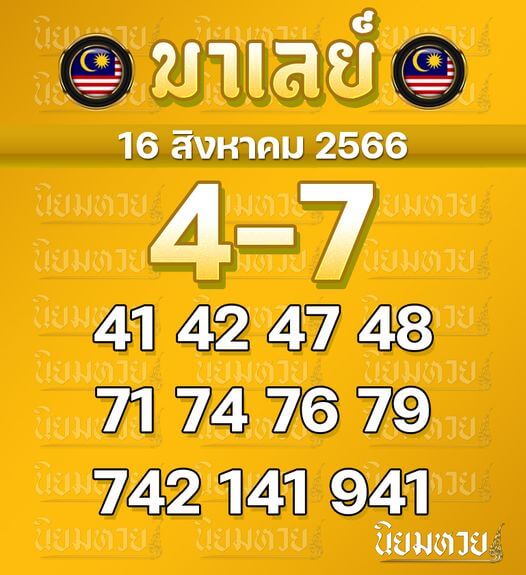 หวยมาเลย์ 16/8/66 ชุดที่ 9