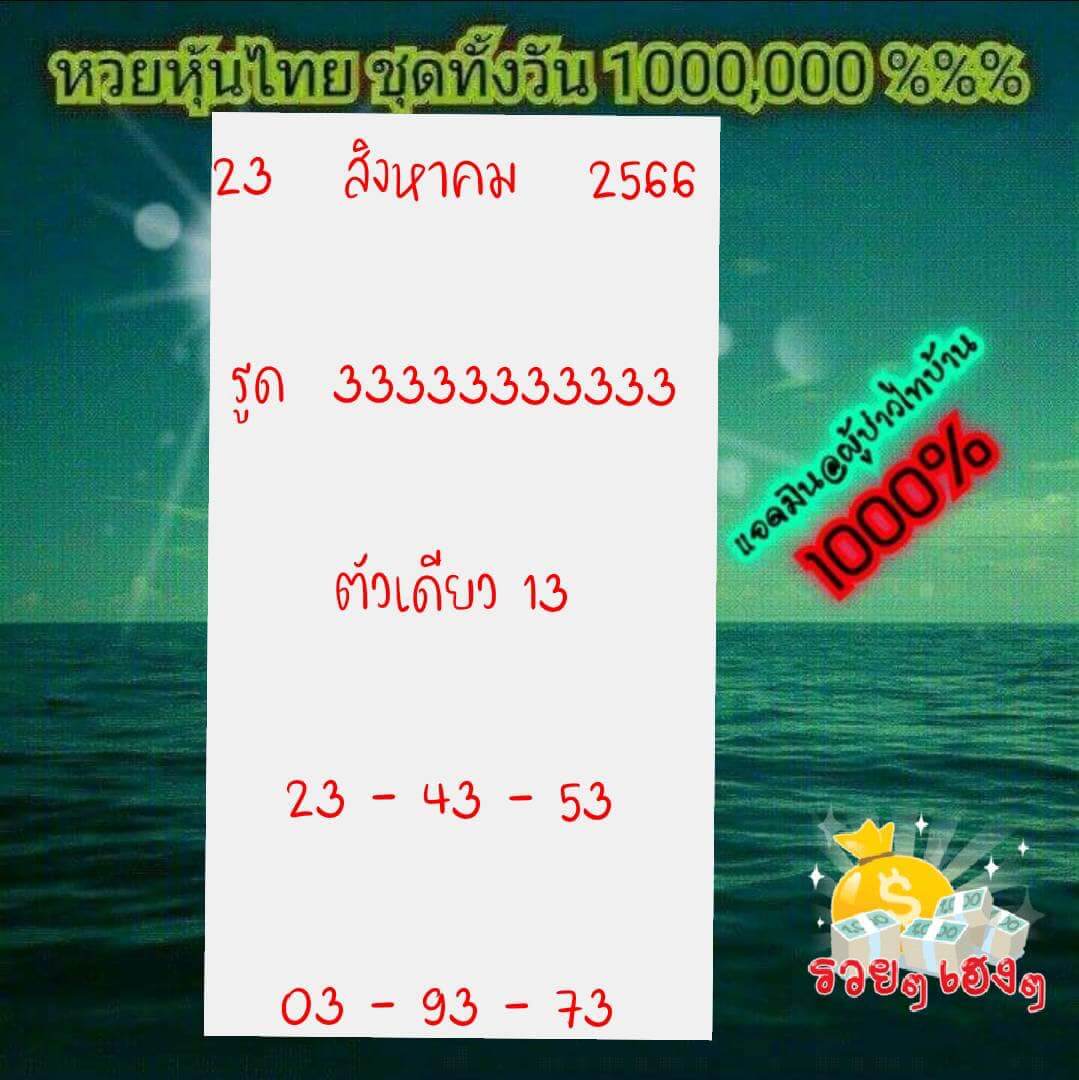 หวยหุ้น 23/8/66 ชุดที่ 6