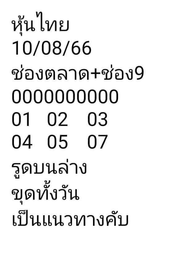 หวยหุ้น 10/8/66 ชุดที่ 6