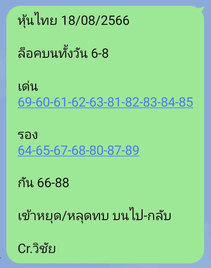 หวยหุ้น 18/8/66 ชุดที่ 8