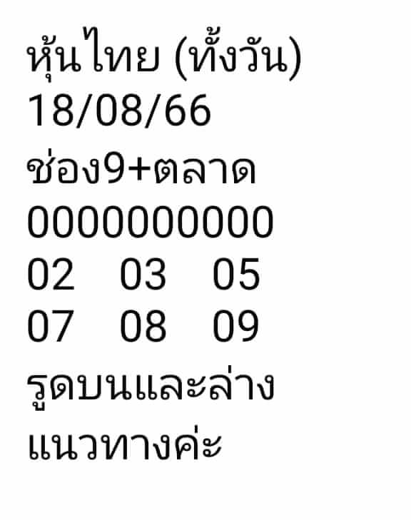 หวยหุ้น 18/8/66 ชุดที่ 9