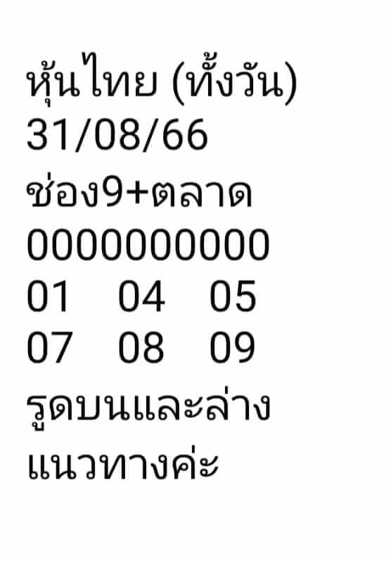 หวยหุ้น 31/8/66 ชุดที่ 9