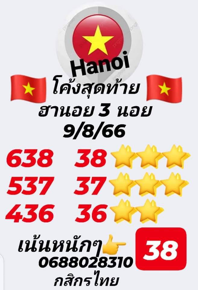 หวยฮานอย 9/8/66 ชุดที่ 5