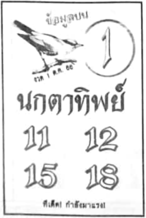 หวยนกตาทิพย์ 1/10/66