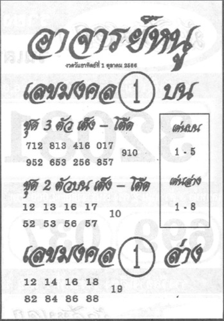 หวยอาจารย์หนู 1/10/66