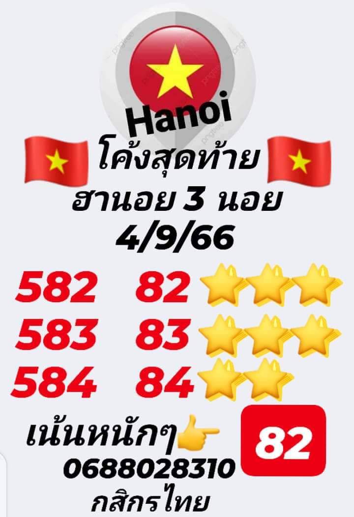 หวยฮานอย 4/9/66 ชุดที่ 6