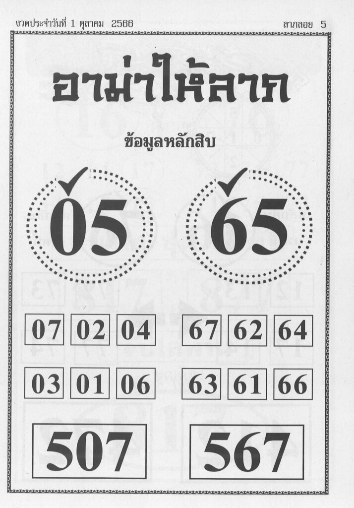 หวยอาม่าให้ลาภ 1/10/66
