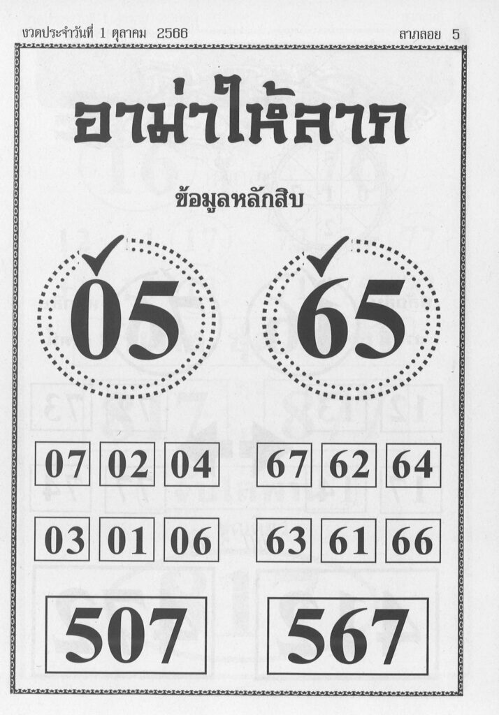 หวยอาม่าให้ลาภ 1/10/66