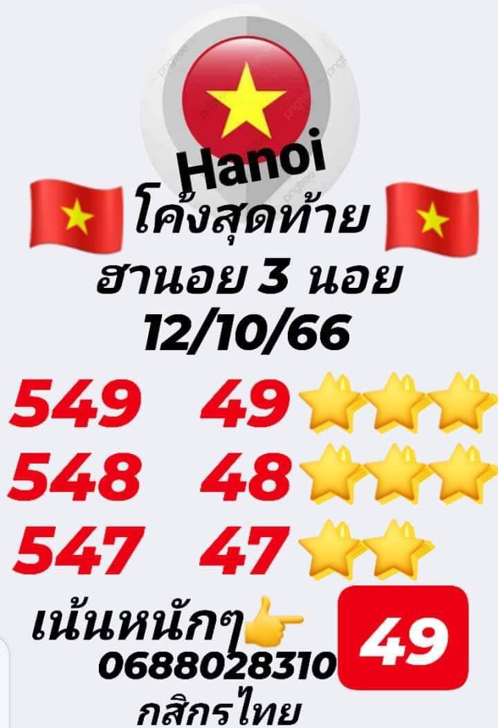 หวยฮานอย 12/10/66 ชุดที่ 10