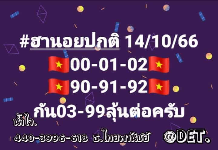 หวยฮานอย 14/10/66 ชุดที่ 4