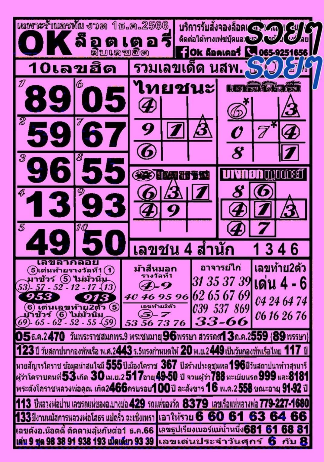 หวยOKลอตเตอรี่ 1/12/66