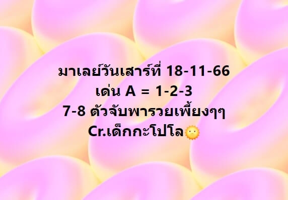 หวยมาเลย์ 18/11/66 ชุดที่ 6