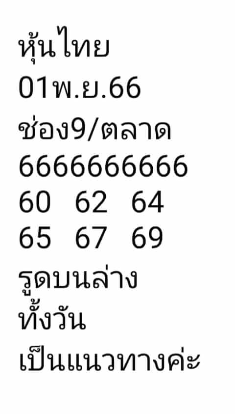 หวยหุ้น 1/11/66  ชุดที่ 5