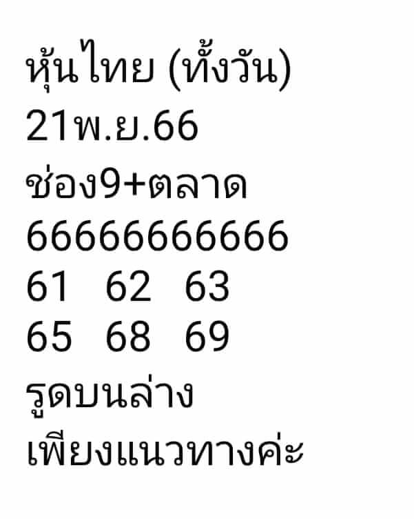 หวยหุ้น 21/11/66  ชุดที่ 8