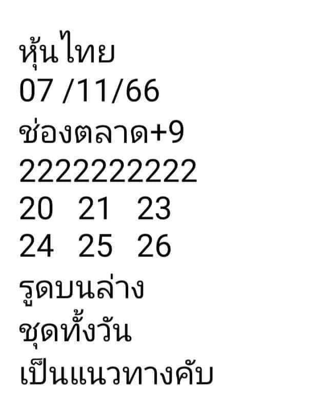 หวยหุ้น 7/11/66 ชุดที่ 9