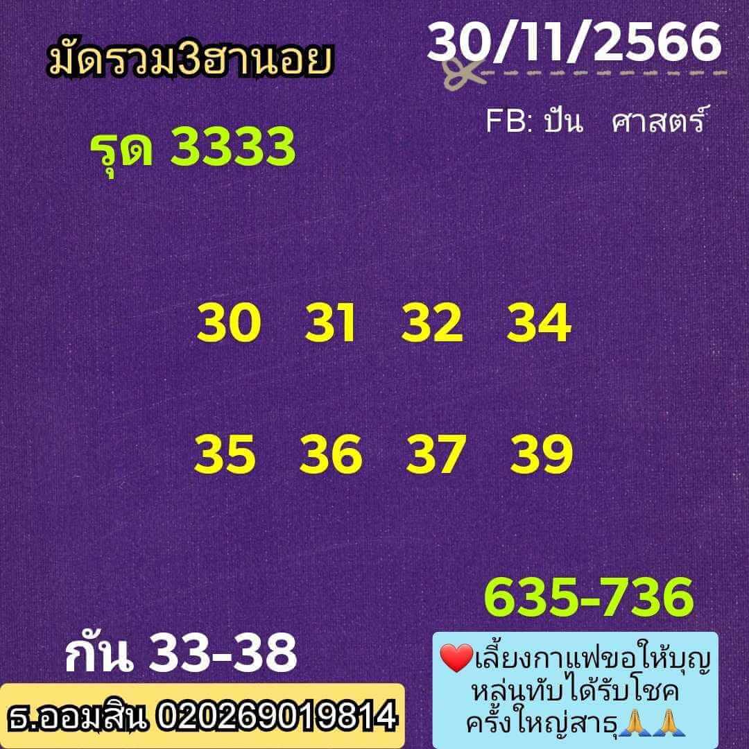 หวยฮานอย 30/11/66 ชุดที่ 2