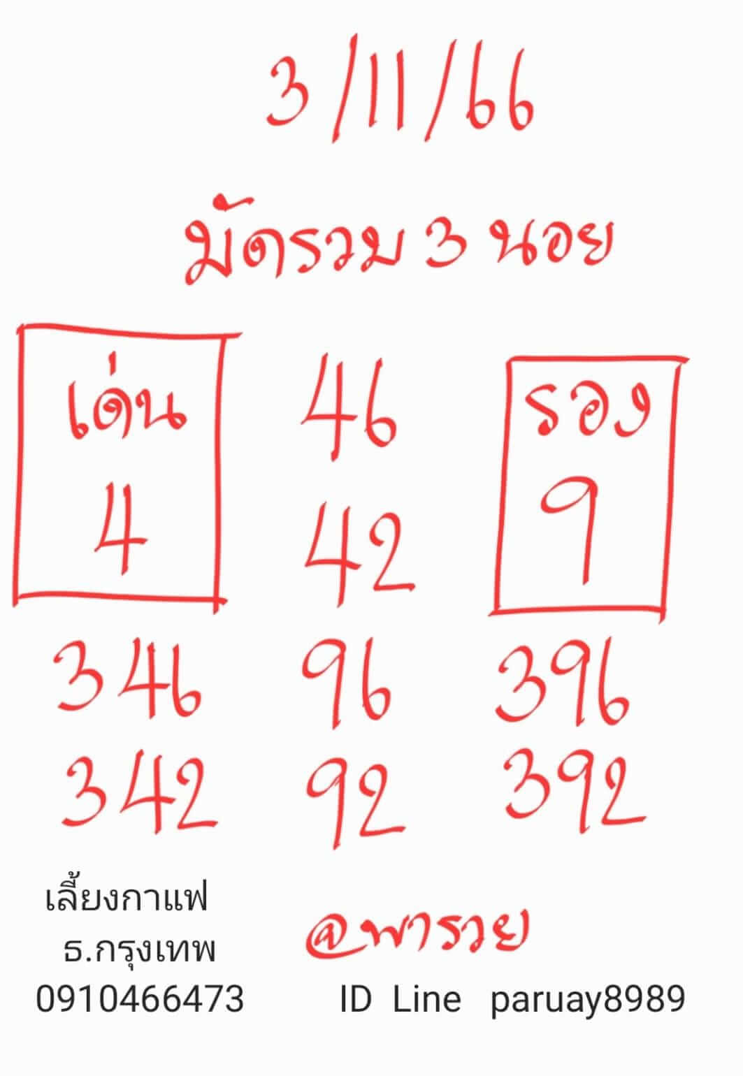 หวยฮานอย 3/11/66 ชุดที่ 9