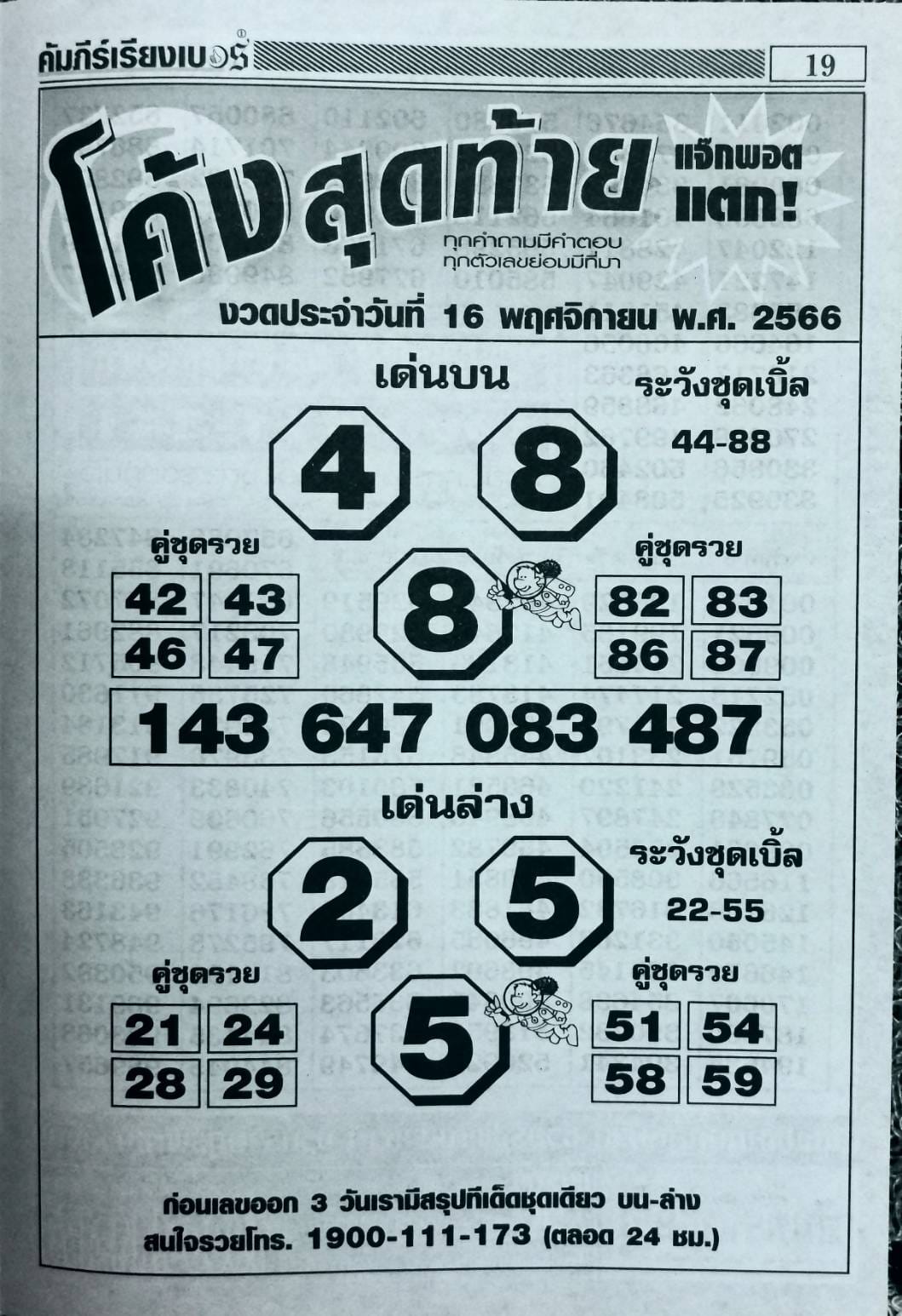 หวยโค้งสุดท้าย 1/11/66