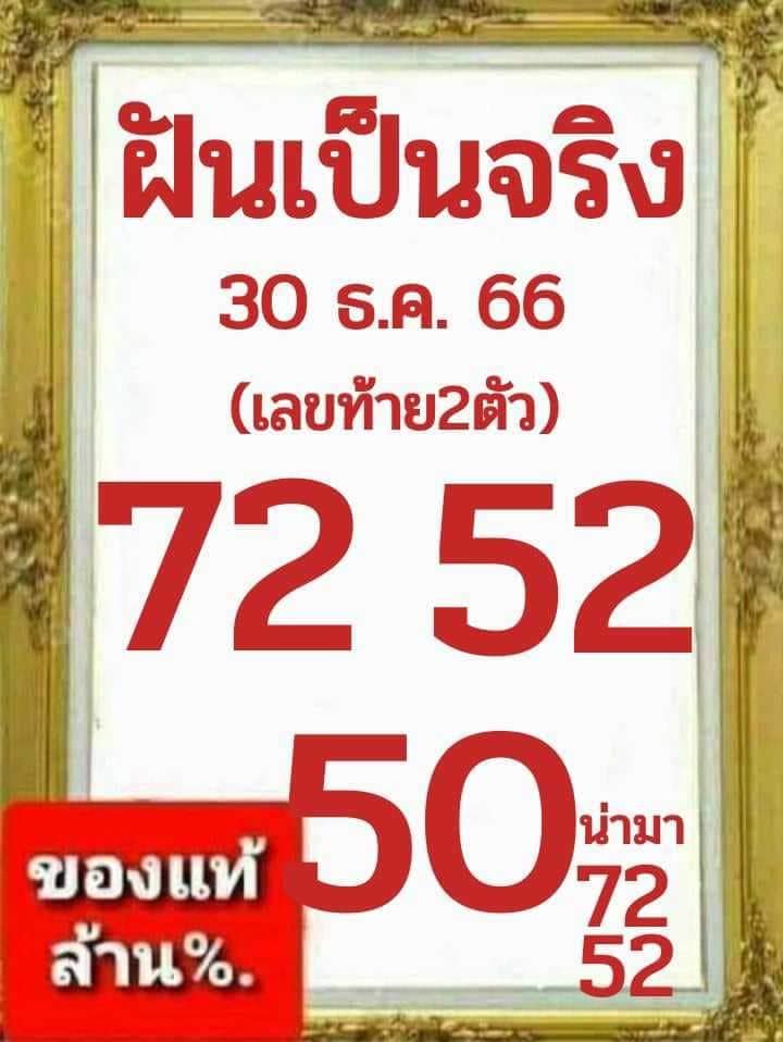 หวยฝันเป็นจริง 30/12/66