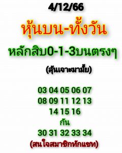 หวยหุ้น 4/12/66 ชุดที่ 3