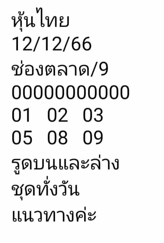 หวยหุ้น 12/12/66 ชุดที่ 6