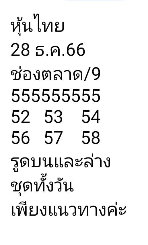 หวยหุ้น 28/12/66 ชุดที่ 10