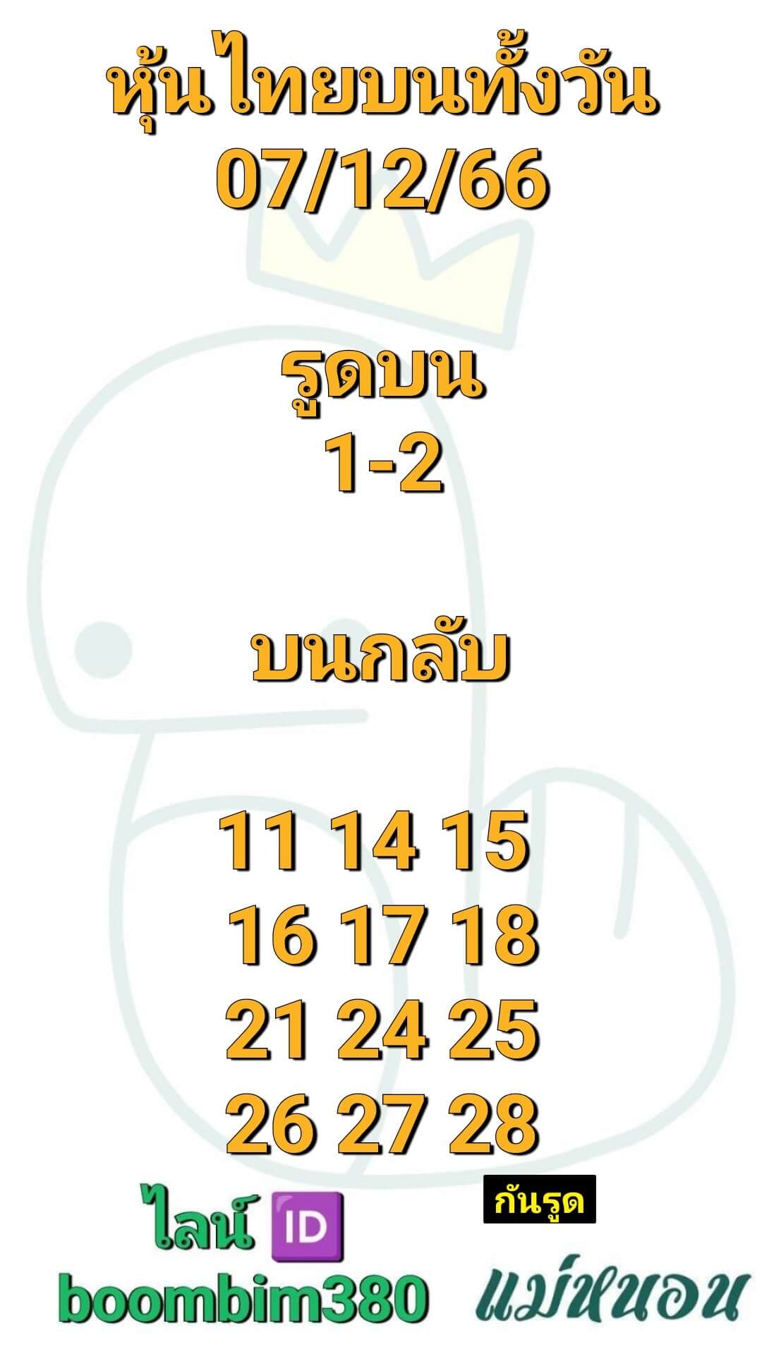 หวยหุ้น 7/12/66 ชุดที่ 8