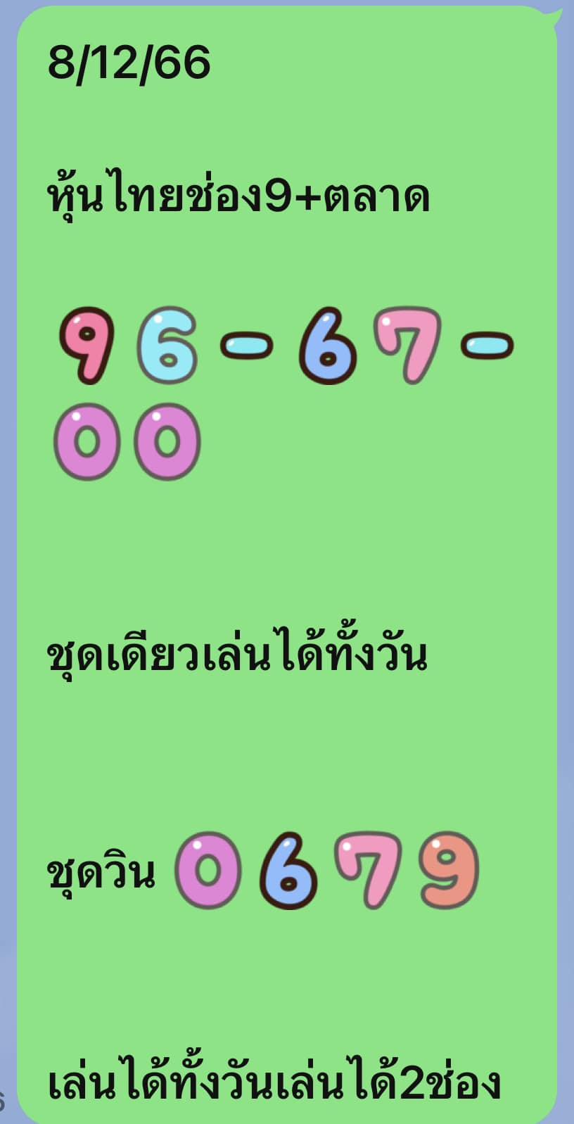 หวยหุ้น 8/12/66 ชุดที่ 9