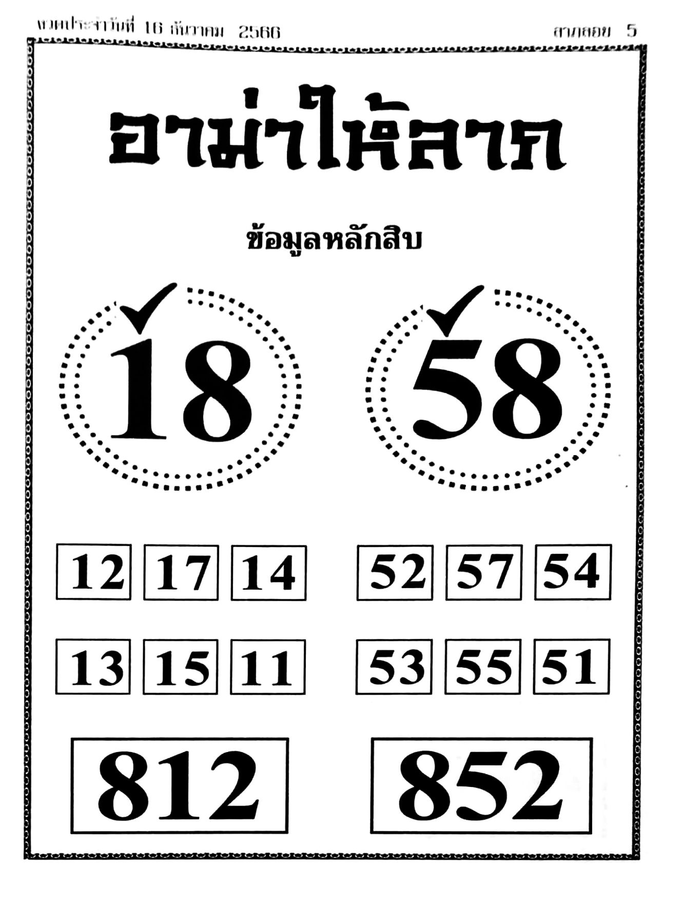 หวยอาม่าให้ลาภ 1/12/66