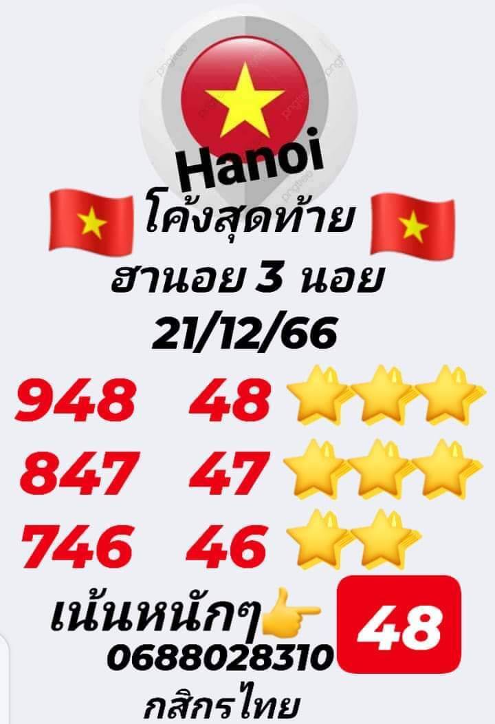 หวยฮานอย 21/12/66 ชุดที่ 10