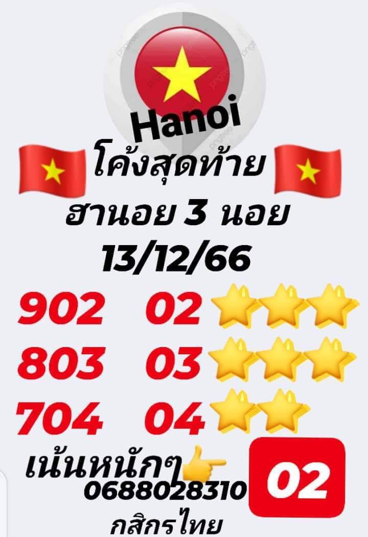 หวยฮานอย 13/12/66 ชุดที่ 10