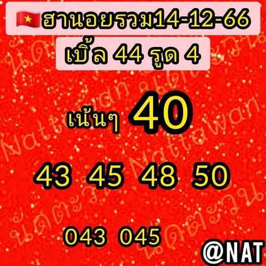 หวยฮานอย 14/12/66 ชุดที่ 7