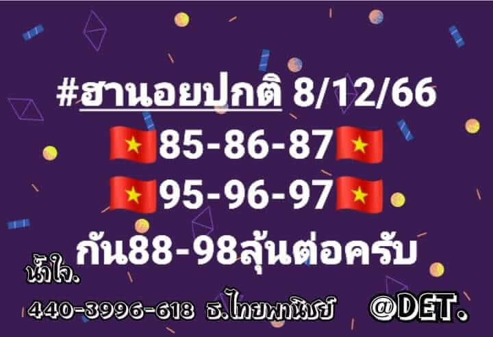 หวยฮานอย 8/12/66 ชุดที่ 7