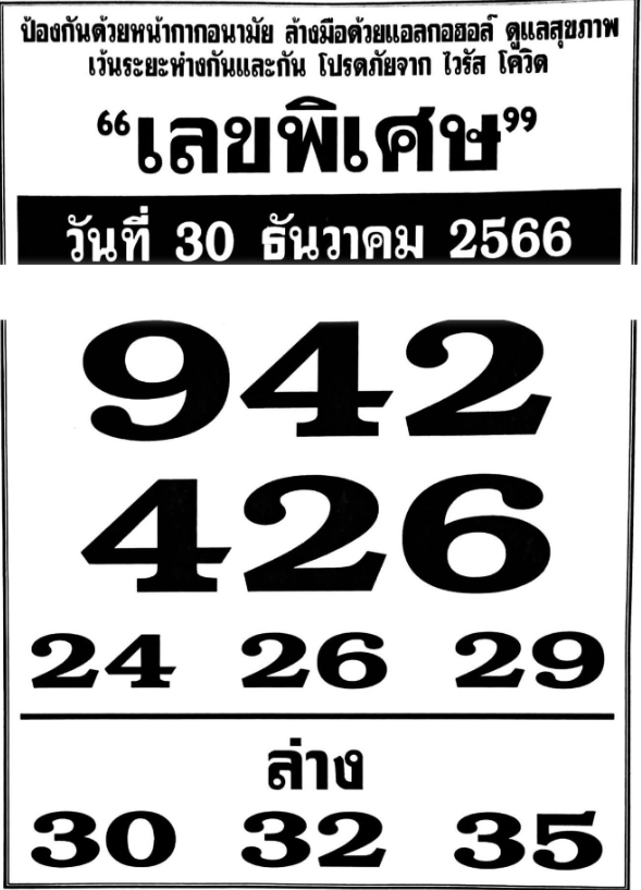 เลขพิเศษ 30/12/66