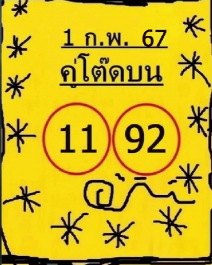 หวยคู่โต๊ดบน 1/2/67