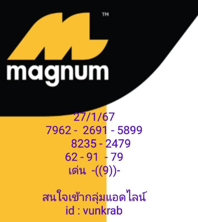 หวยมาเลย์ 27/1/67 ชุดที่ 6